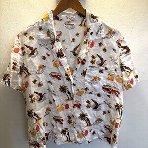 Reformation Beach Print Linen Shirt
